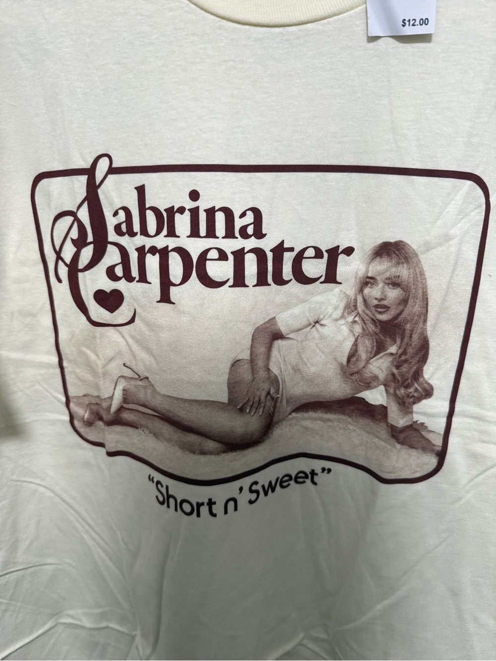 Sabrina Carpenter Cream Short-Sleeve Graphic Tee
